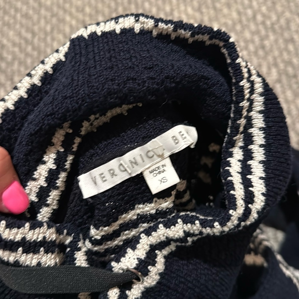 Veronica Beard Bianca combo blue white sweater - Picture 6 of 8
